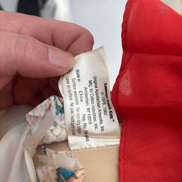 Vintage 80s Cabbage Patch Kid Blonde Blue Eyes Buck Teeth Dimples Red Outfit - Picture 11 of 11